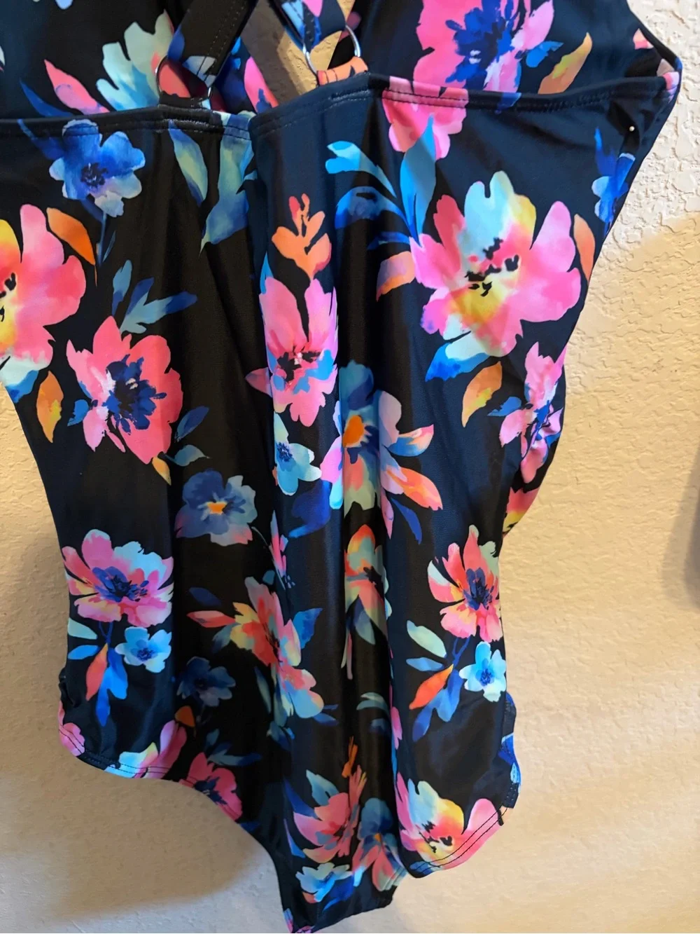 Women Navy Floral One-Piece Swimsuit